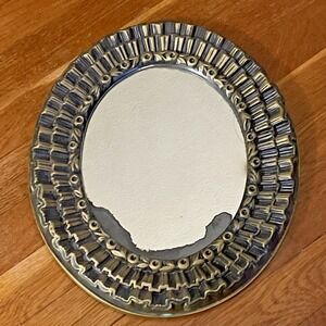 Vintage Wall Mirror 14" Rustic Oval Black & Gold with Ruffle Frame